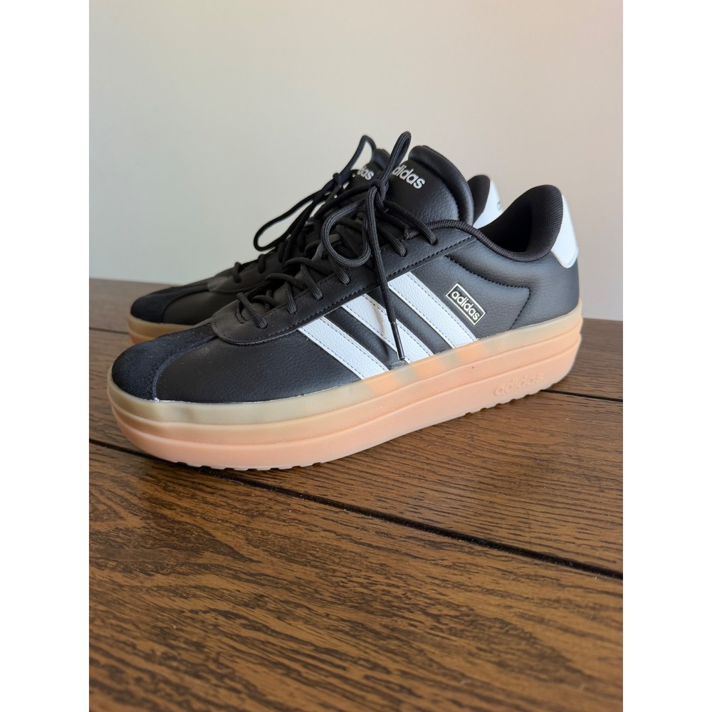 Adidas Court Bold Sneakers Mens 11 Black White Gum Platform Leather